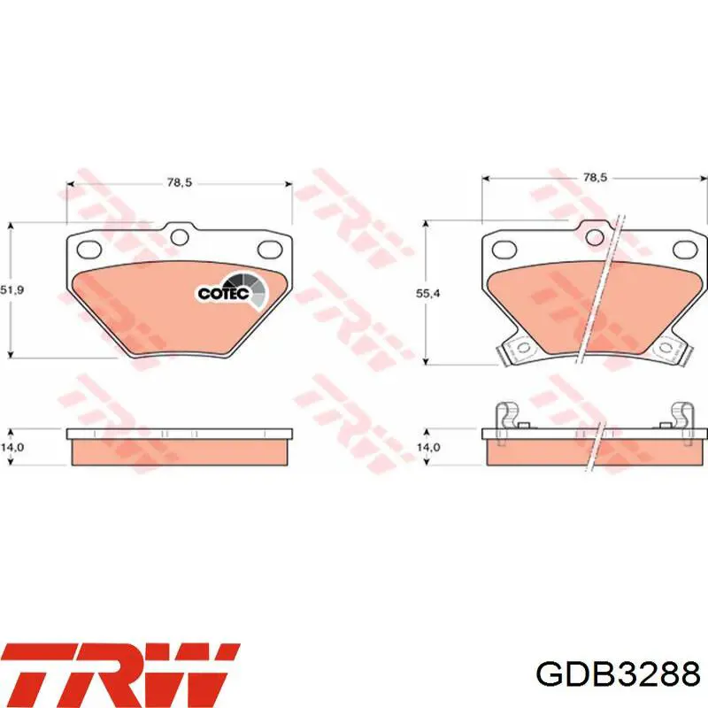 Купити GDB3288 TRW Колодки гальмівні передні, дискові