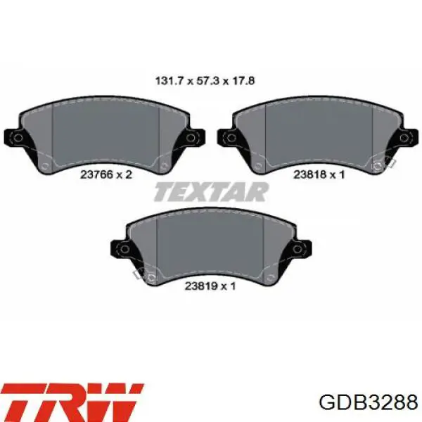 Передні тормозні колодки GDB3288 TRW