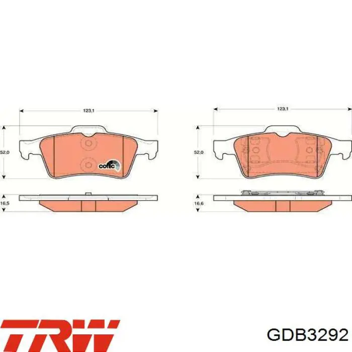 Купити GDB3292 TRW Задні колодки