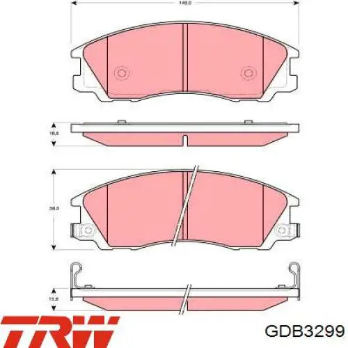 Колодки гальмівні передні, дискові GDB3299 TRW