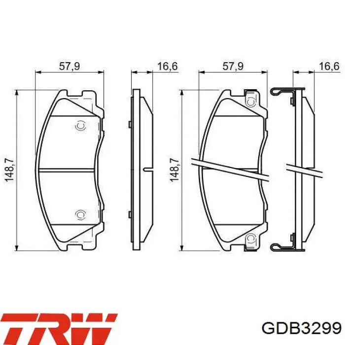 Передні тормозні колодки GDB3299 TRW