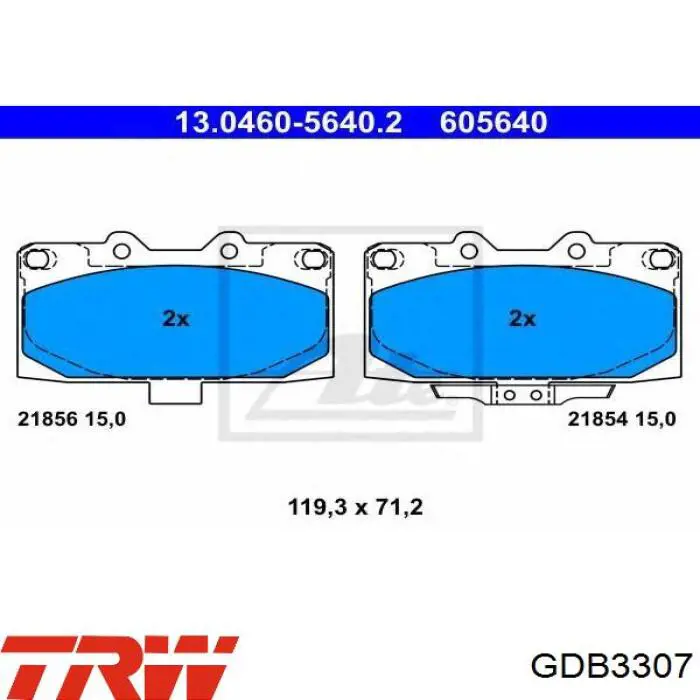 Купити GDB3307 TRW Колодки гальмівні передні, дискові