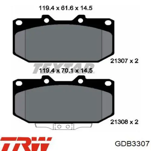 Передні тормозні колодки GDB3307 TRW
