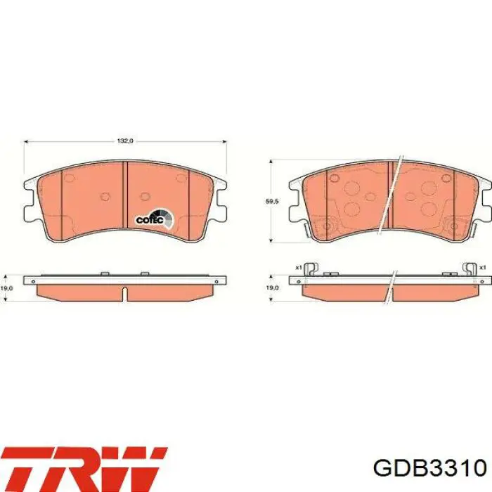 GDB3310 TRW колодки гальмівні передні, дискові