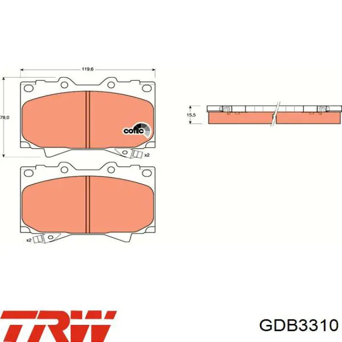 Купити GDB3310 TRW Колодки гальмівні передні, дискові