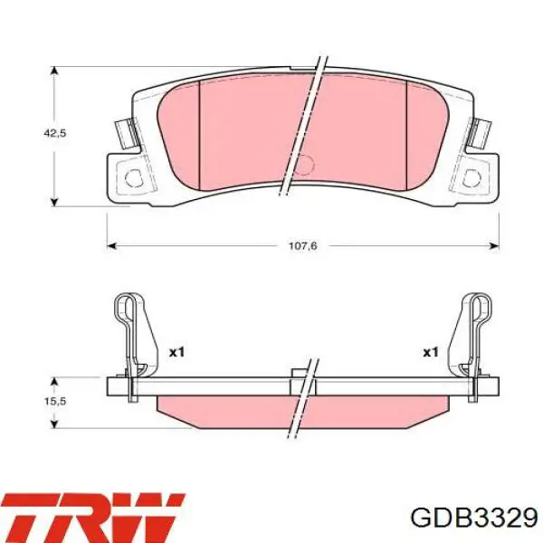 GDB3329 TRW колодки гальмові задні, дискові