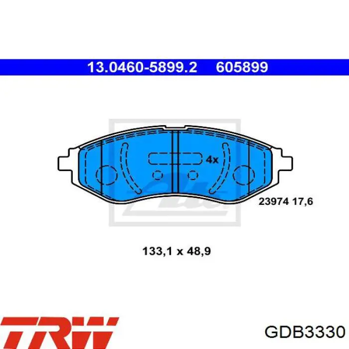 Купити GDB3330 TRW Колодки гальмівні передні, дискові