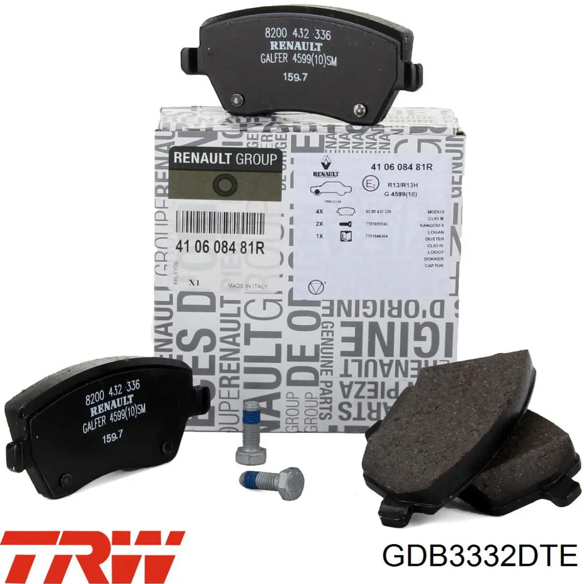 Передні тормозні колодки GDB3332DTE TRW