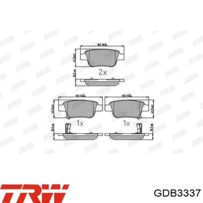 Купити GDB3337 TRW Задні колодки