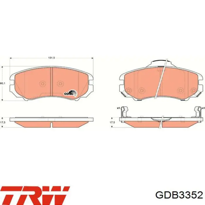 GDB3352 TRW колодки гальмівні передні, дискові