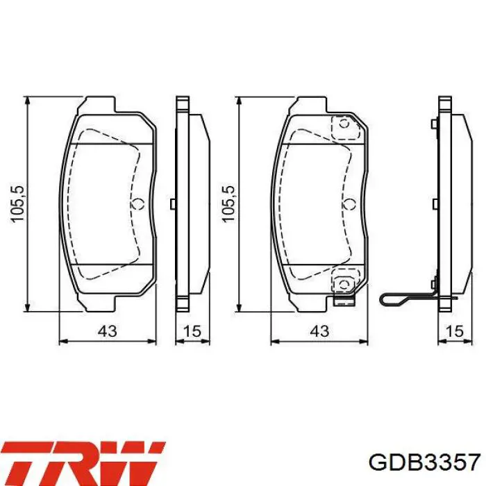 Купити GDB3357 TRW Задні колодки