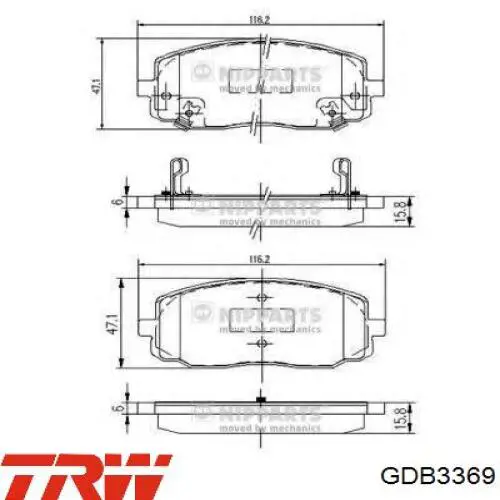Купити GDB3369 TRW Колодки гальмівні передні, дискові