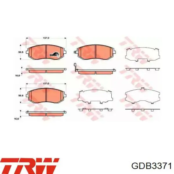 Передні тормозні колодки GDB3371 TRW