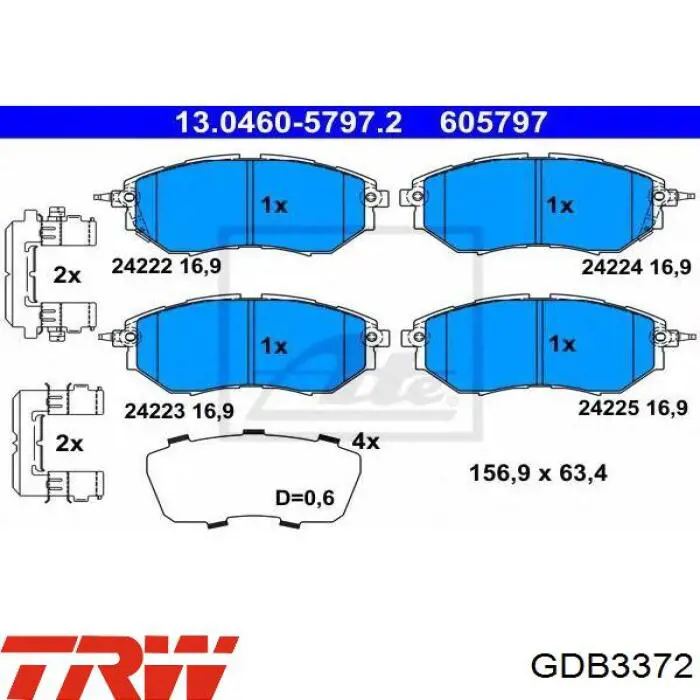 Гальмівні колодки TRW GDB3372 ціна, від 45.33 USD