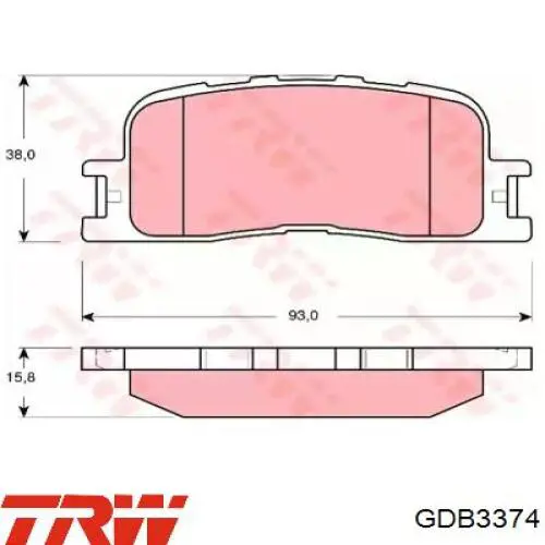 Задні гальмівні колодки GDB3374 TRW