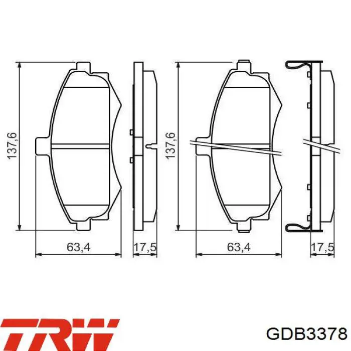 Передні тормозні колодки GDB3378 TRW