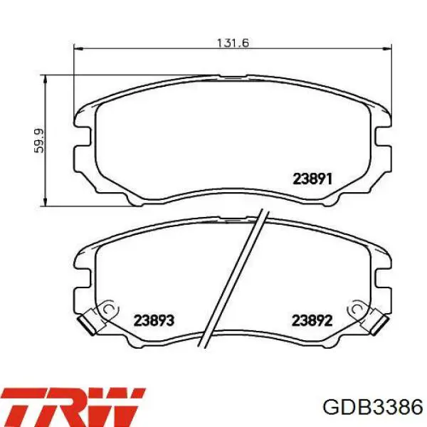 Передні тормозні колодки GDB3386 TRW