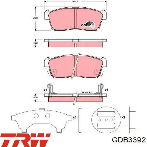 GDB3392 TRW Передні гальмівні колодки