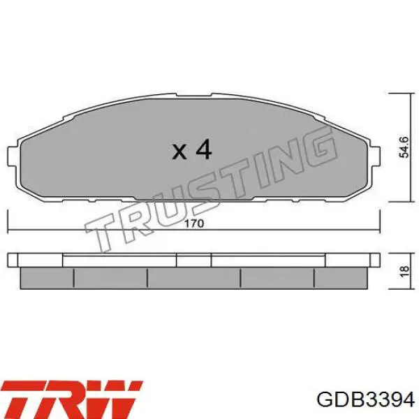 Гальмівні колодки TRW GDB3394 ціна, від 13.05 USD