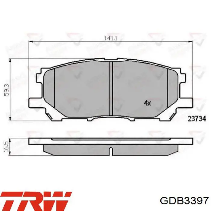 Гальмівні колодки TRW GDB3397 ціна, від 27.95 USD