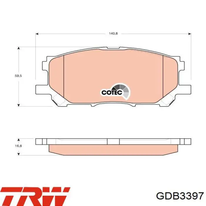Передні тормозні колодки GDB3397 TRW