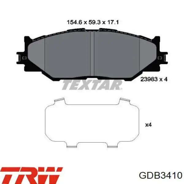 Купити GDB3410 TRW Колодки гальмівні передні, дискові