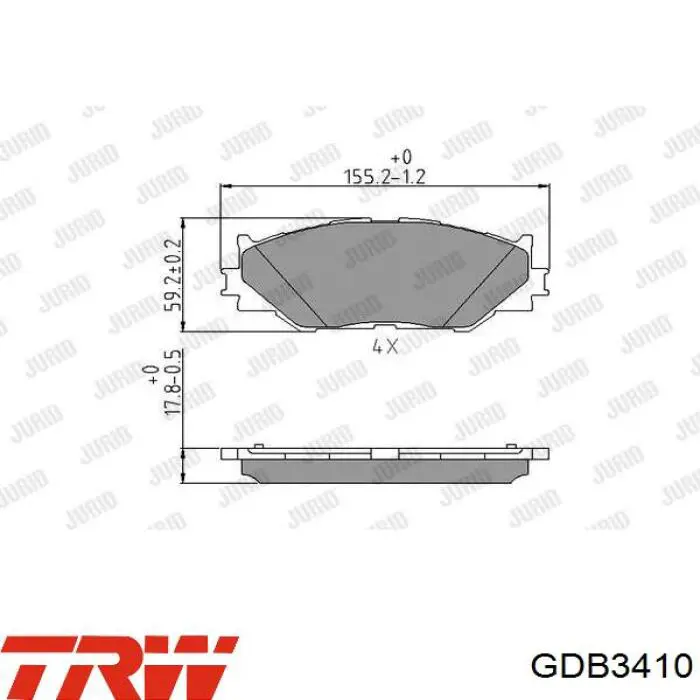 Передні тормозні колодки GDB3410 TRW
