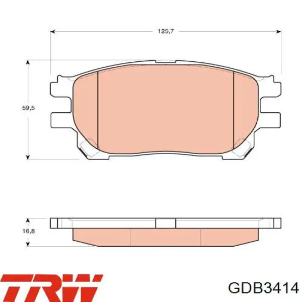 Колодки гальмівні передні, дискові GDB3414 TRW