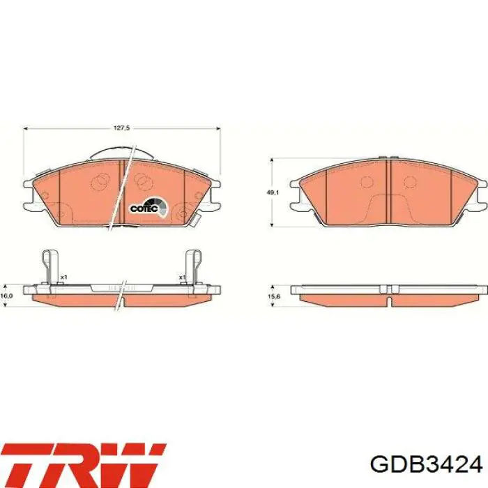 GDB3424 TRW колодки гальмівні передні, дискові