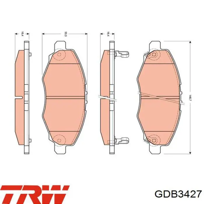 GDB3427 TRW колодки гальмівні передні, дискові