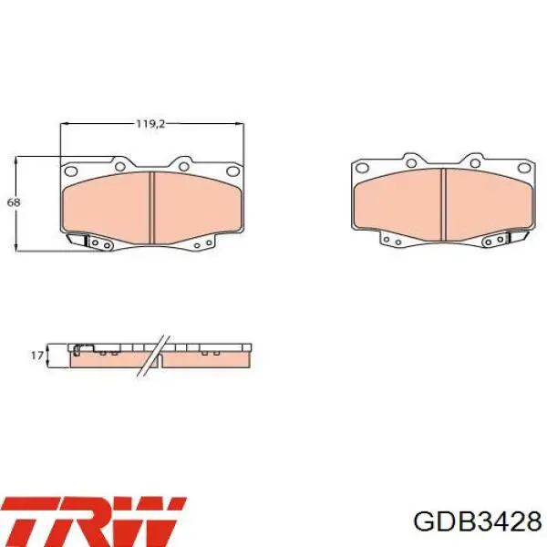 Колодки гальмівні передні, дискові GDB3428 TRW