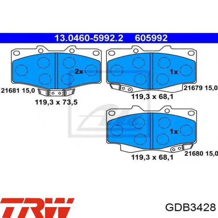 Передні тормозні колодки GDB3428 TRW