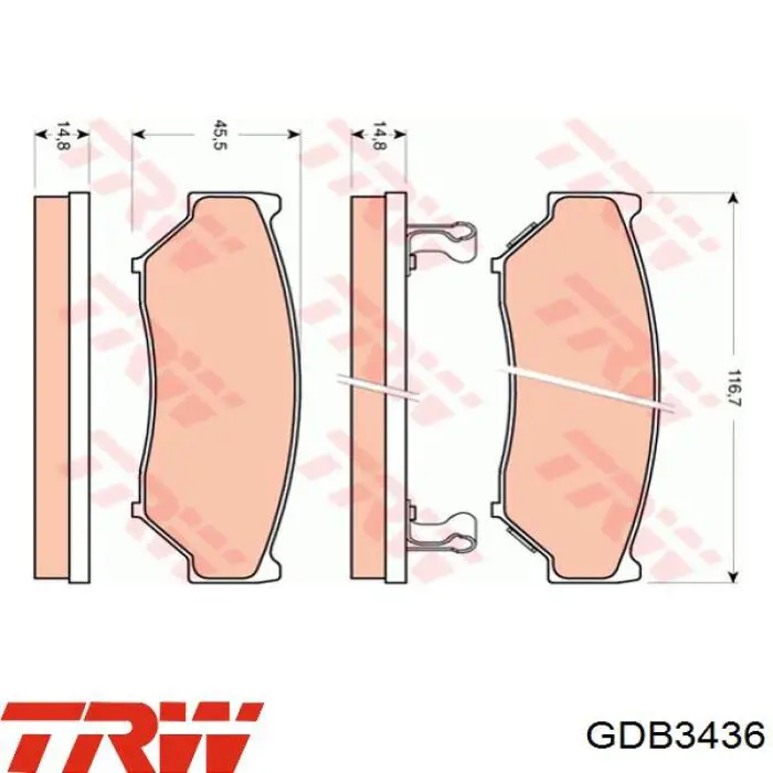 Колодки гальмівні передні, дискові GDB3436 TRW