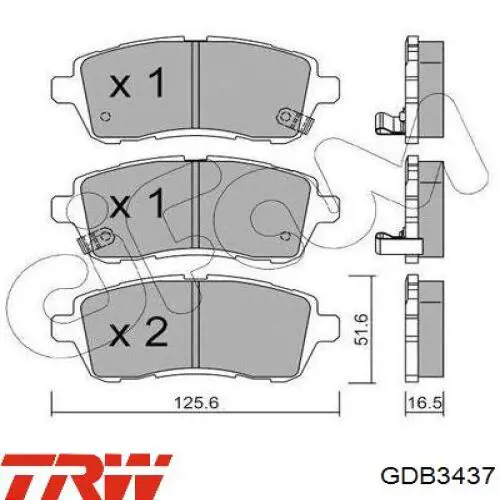 Передні тормозні колодки GDB3437 TRW