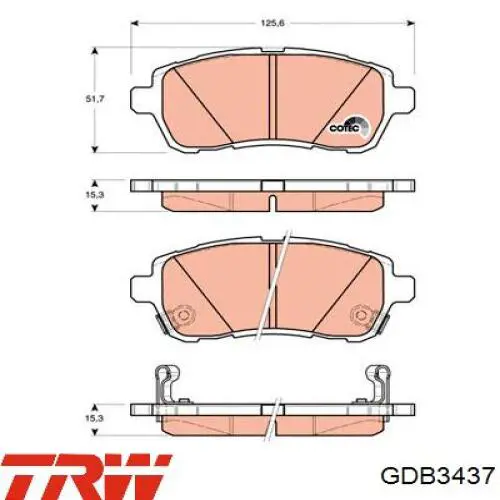 Купити GDB3437 TRW Колодки гальмівні передні, дискові
