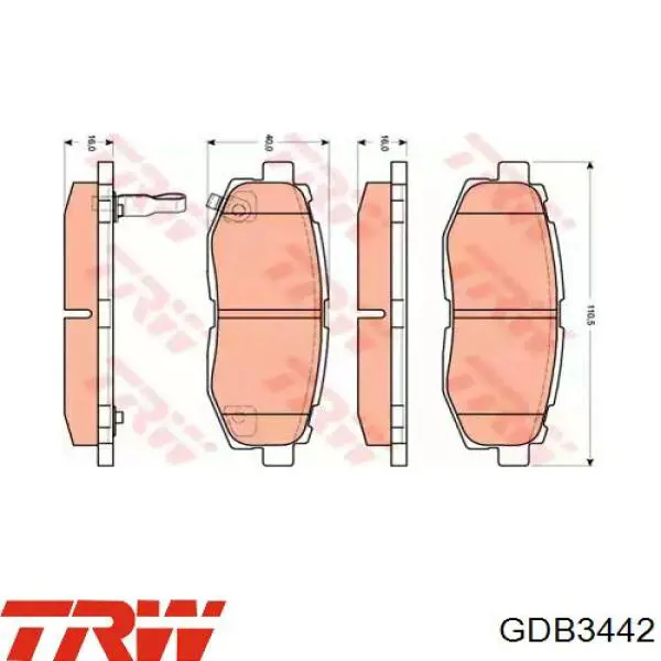 GDB3442 TRW колодки гальмові задні, дискові