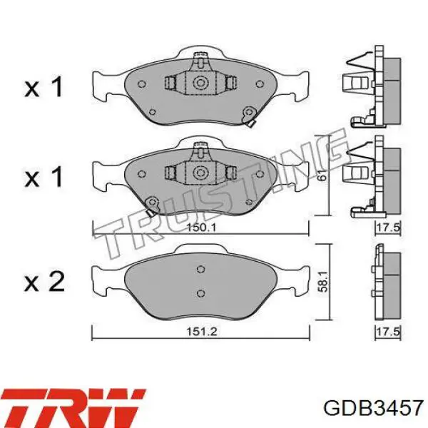 GDB3457 TRW Передні гальмівні колодки
