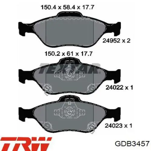 Передні тормозні колодки GDB3457 TRW