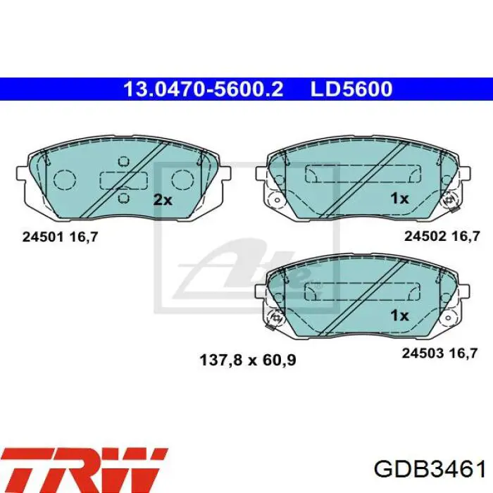 Гальмівні колодки TRW GDB3461 ціна, від 36.17 USD
