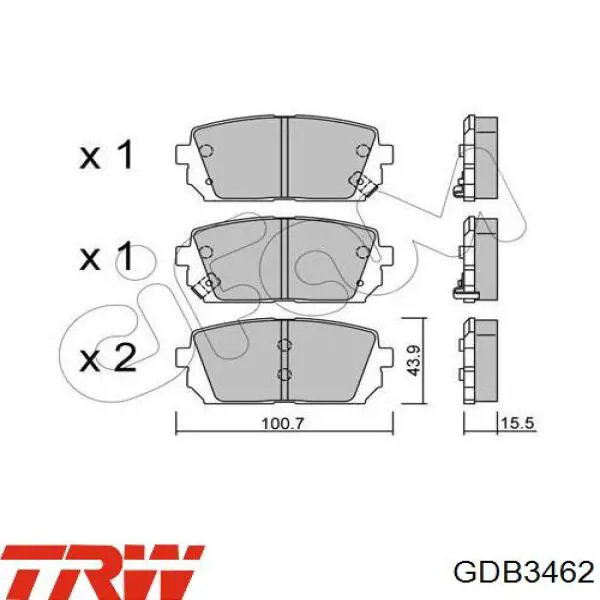 Задні гальмівні колодки GDB3462 TRW