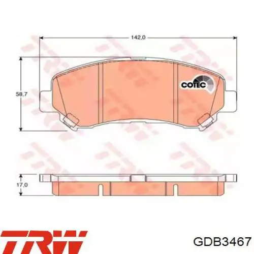 Передні тормозні колодки GDB3467 TRW