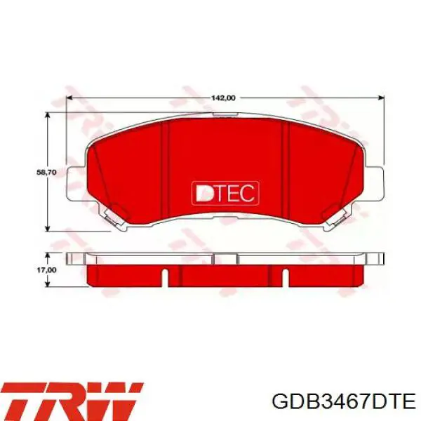 Купити GDB3467DTE TRW Колодки гальмівні передні, дискові