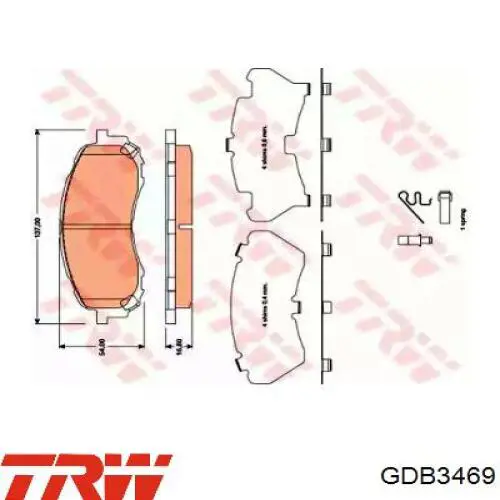GDB3469 TRW колодки гальмівні передні, дискові