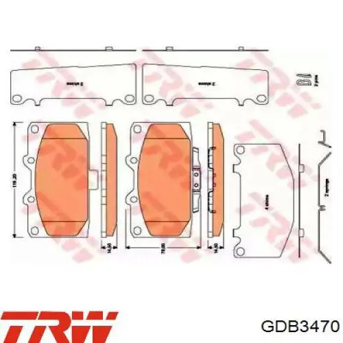 Гальмівні колодки TRW GDB3470 ціна, від 24.94 USD