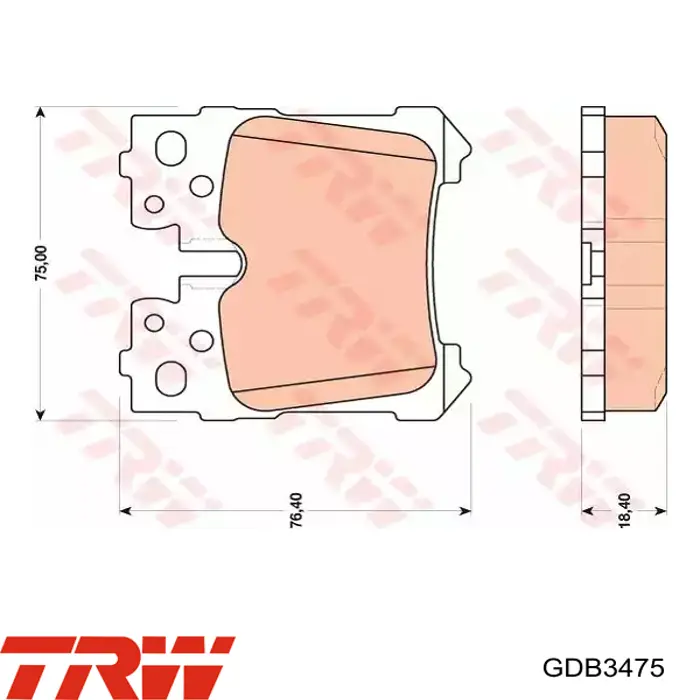 Задні гальмівні колодки GDB3475 TRW