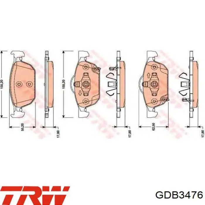 GDB3476 TRW колодки гальмівні передні, дискові