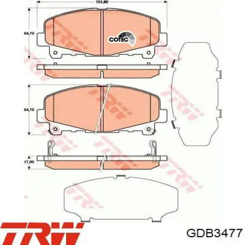 GDB3477 TRW колодки гальмівні передні, дискові