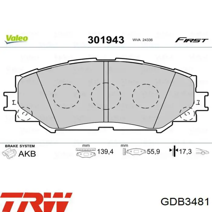 Передні тормозні колодки GDB3481 TRW