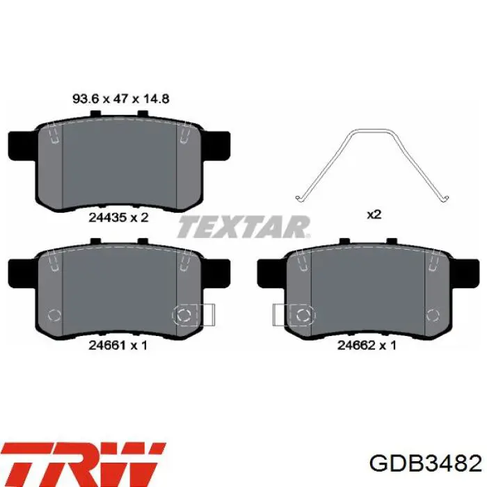 Задні дискові колодки TRW GDB3482