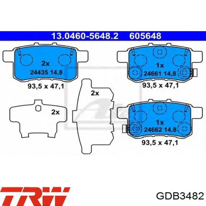 Задні гальмівні колодки TRW GDB3482 ціна, від 23.56 USD